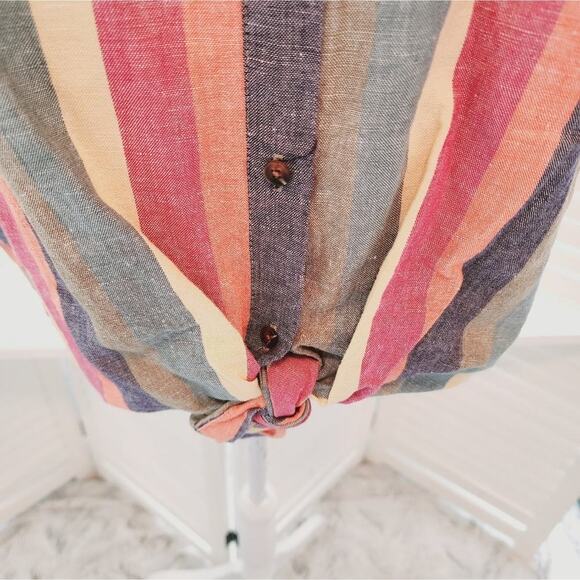 MADEWELL MULTI COLOR STRIPE SHIRT WITH TIE FRONT SIZE SMALL - Picture 4 of 6